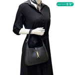 GUCCI Jackie 1961 Medium Leather Shoulder Bag Black 810232