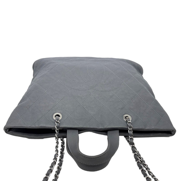 CHANEL Timeless CC Quilted Caviar Leather Shopping Tote Bag Grey