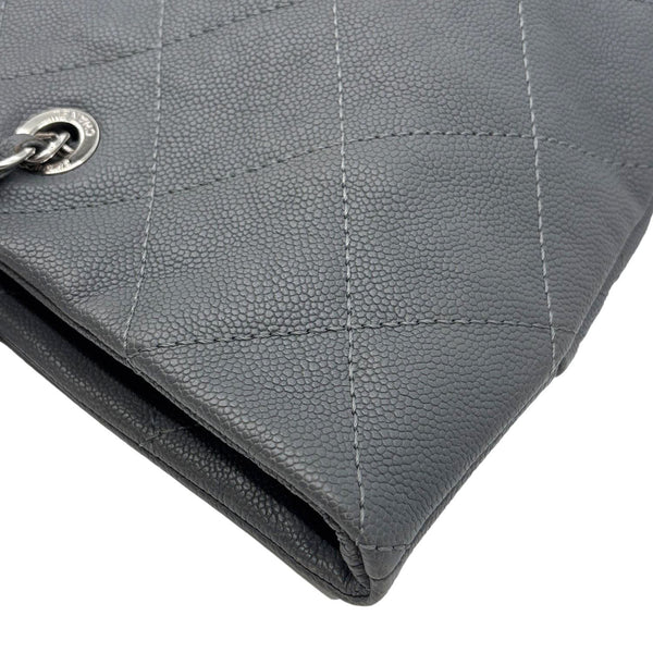 CHANEL Timeless CC Quilted Caviar Leather Shopping Tote Bag Grey
