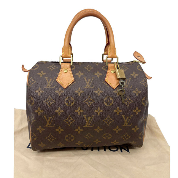 LOUIS VUITTON Speedy 25 Monogram Canvas Satchel Bag Brown