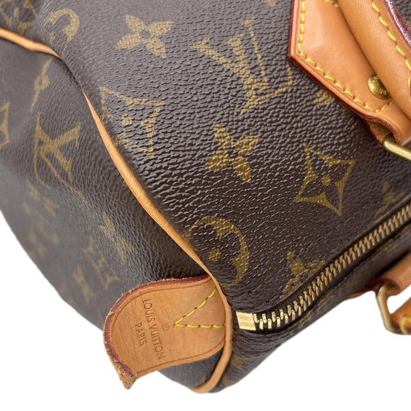 LOUIS VUITTON Speedy 25 Monogram Canvas Satchel Bag Brown