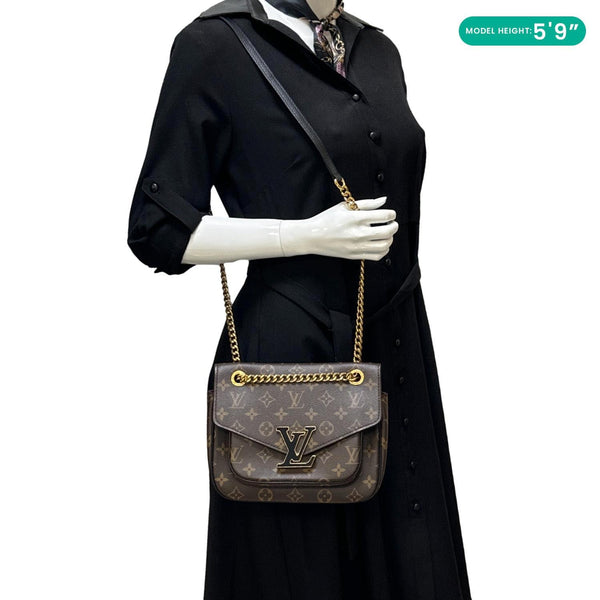 LOUIS VUITTON Passy NM Monogram Canvas Shoulder Bag Brown