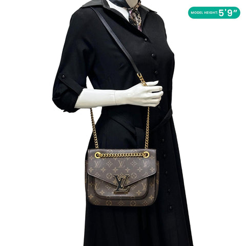 LOUIS VUITTON Passy NM Monogram Canvas Shoulder Bag Brown