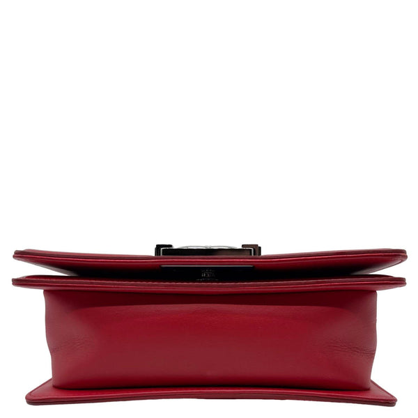 CHANEL Boy Flap Small Quilted Patent Leather Shoulder Bag Red
