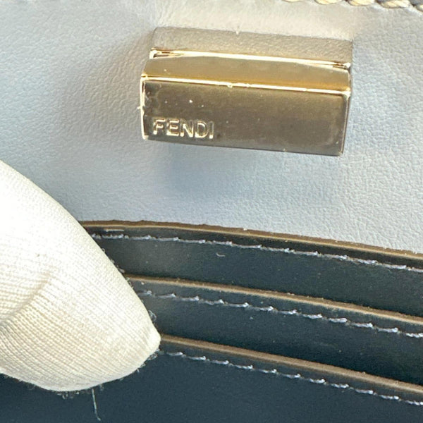 FENDI Peekaboo IseeU X-Cross Mini Leather Satchel Shoulder Bag Light Blue