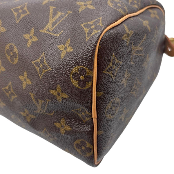 LOUIS VUITTON Speedy 25 Monogram Canvas Satchel Bag Brown