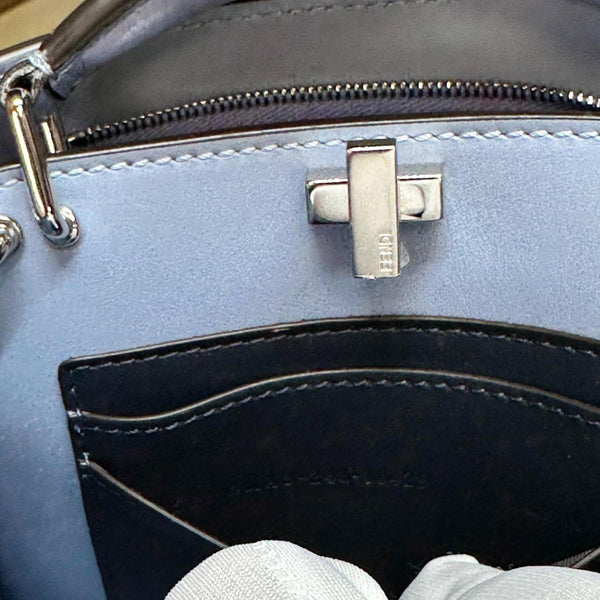 FENDI Peekaboo IseeU X-Cross Mini Leather Satchel Shoulder Bag Light Blue