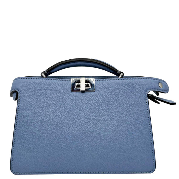 FENDI Peekaboo IseeU X-Cross Mini Leather Satchel Shoulder Bag Light Blue