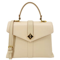 LOUIS VUITTON Rose Des Vents PM Grained Leather Top Handle Crossbody Bag Creme