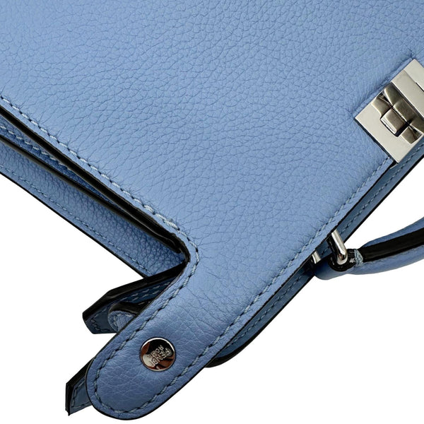 FENDI Peekaboo IseeU X-Cross Mini Leather Satchel Shoulder Bag Light Blue