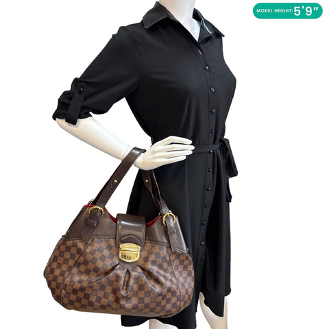 LOUIS VUITTON Sistina GM Damier Ebene Shoulder Bag Brown