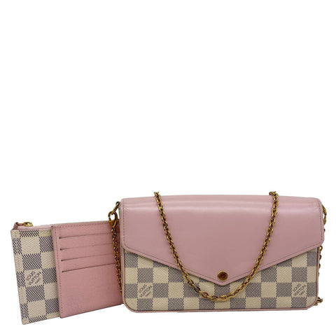 LOUIS VUITTON Felicie Pochette Damier Azur Crossbody Bag Rose Ballerine