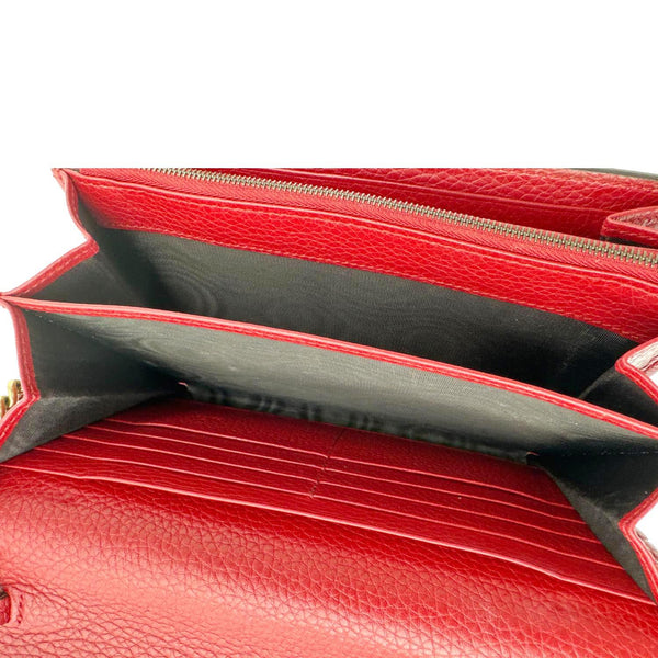 GUCCI GG Marmont Leather Crossbody Chain Wallet Red 401232