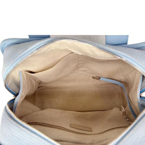 CHANEL Deauville Small Canvas Bowling Tote Bag Light Blue
