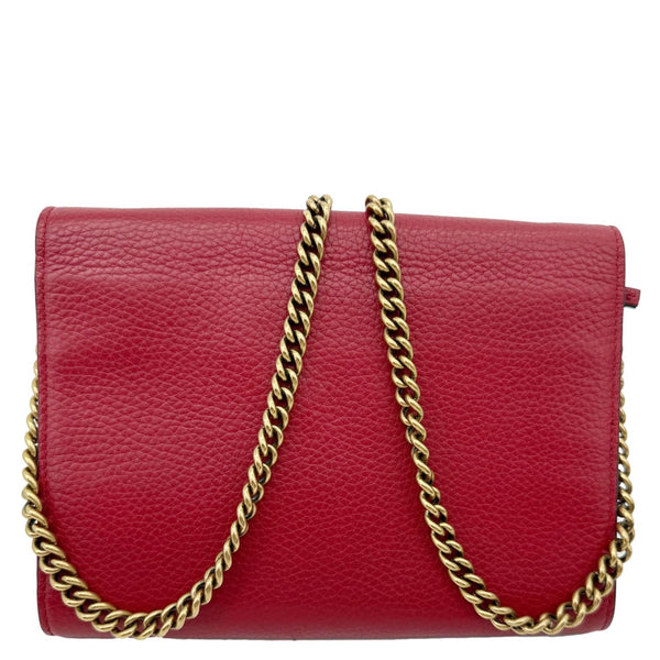 GUCCI GG Marmont Leather Crossbody Chain Wallet Red 401232