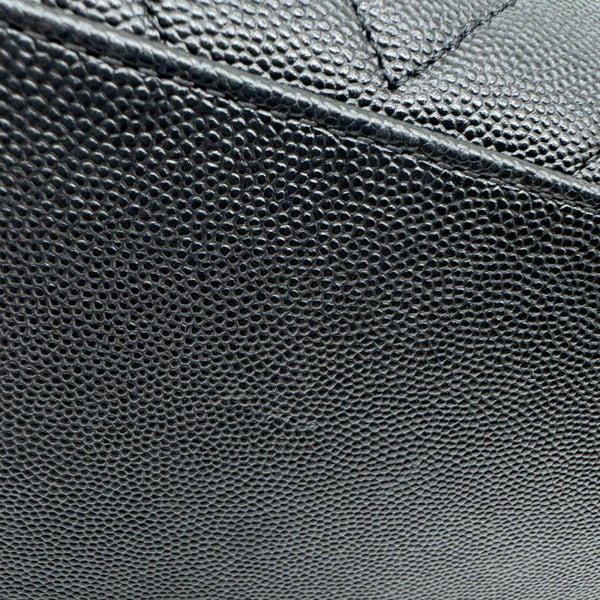 CHANEL Coco Handle Flap Medium Quilted Chevron Caviar Leather Crossbody Bag Black