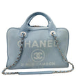 CHANEL Deauville Small Canvas Bowling Tote Bag Light Blue