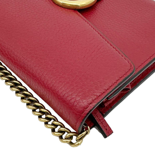 GUCCI GG Marmont Leather Crossbody Chain Wallet Red 401232