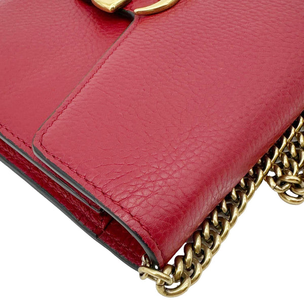 GUCCI GG Marmont Leather Crossbody Chain Wallet Red 401232