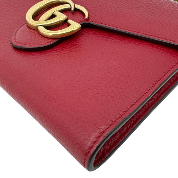 GUCCI GG Marmont Leather Crossbody Chain Wallet Red 401232