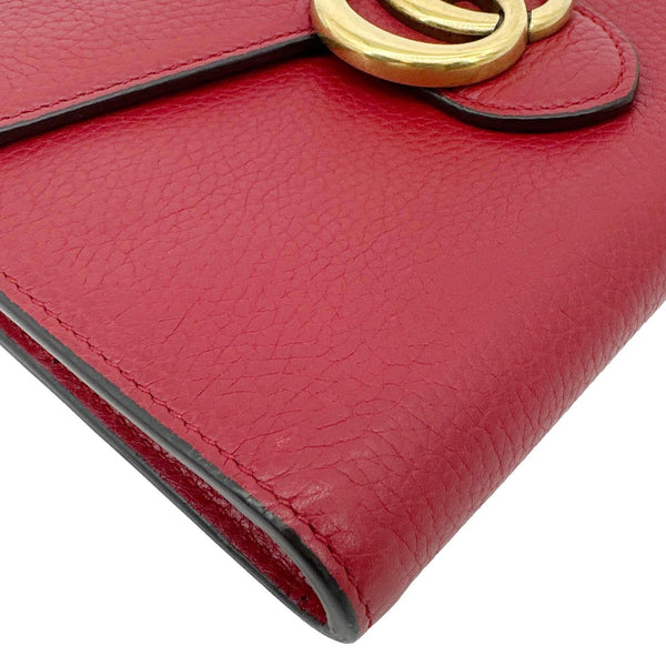 GUCCI GG Marmont Leather Crossbody Chain Wallet Red 401232