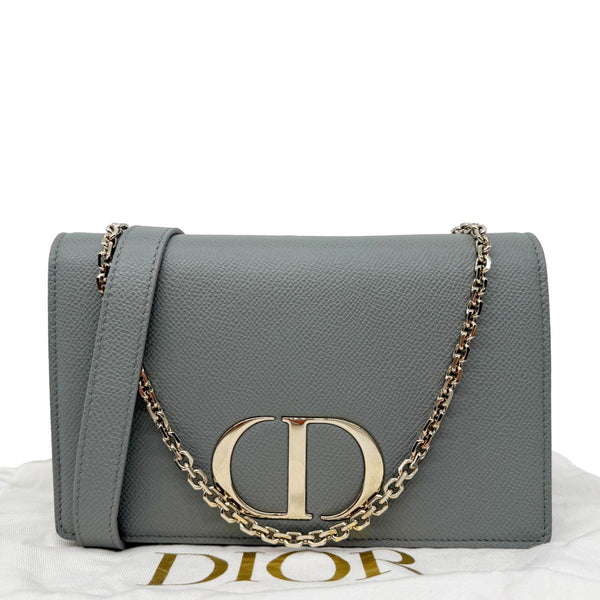 CHRISTIAN DIOR 30 Montaigne 2 in 1 Grained Calfskin Leather Pouch Dark Grey