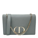 CHRISTIAN DIOR 30 Montaigne 2 in 1 Grained Calfskin Leather Pouch Dark Grey