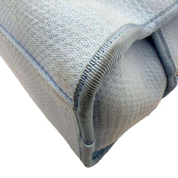 CHANEL Deauville Small Canvas Bowling Tote Bag Light Blue