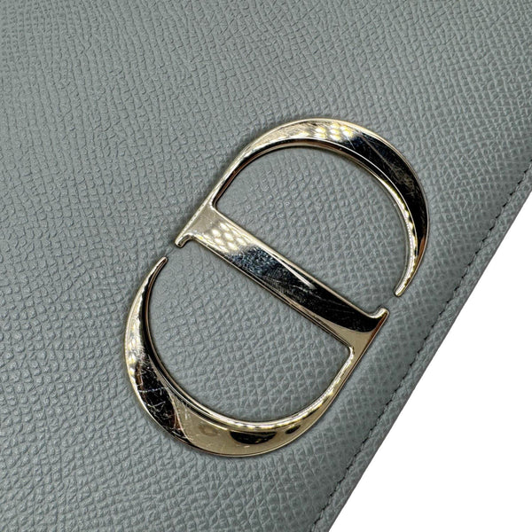 CHRISTIAN DIOR 30 Montaigne 2 in 1 Grained Calfskin Leather Pouch Dark Grey