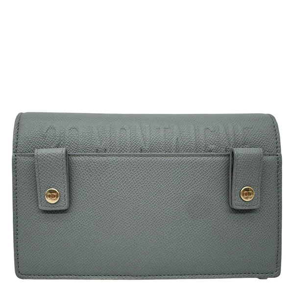 CHRISTIAN DIOR 30 Montaigne 2 in 1 Grained Calfskin Leather Pouch Dark Grey