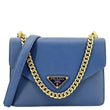 Prada Metal Triangle Envelope Chain Shoulder Bag in Blue