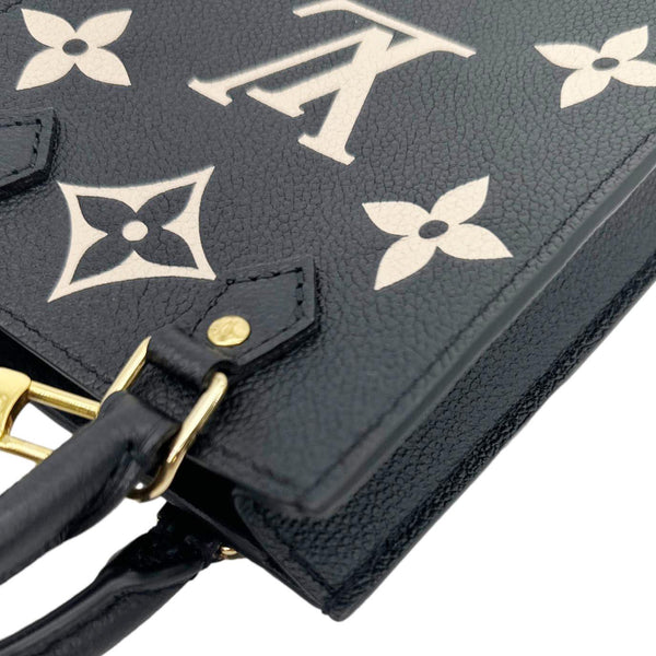 LOUIS VUITTON Petit Sac Plat Monogram Empreinte Leather Shoulder Bag Black
