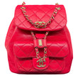 CHANEL Duma Pockets Small Aged Calfskin Quilted Leather Drawstring Backpack Pink