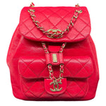 CHANEL Duma Pockets Small Aged Calfskin Quilted Leather Drawstring Backpack Pink