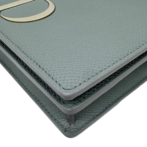 CHRISTIAN DIOR 30 Montaigne 2 in 1 Grained Calfskin Leather Pouch Dark Grey
