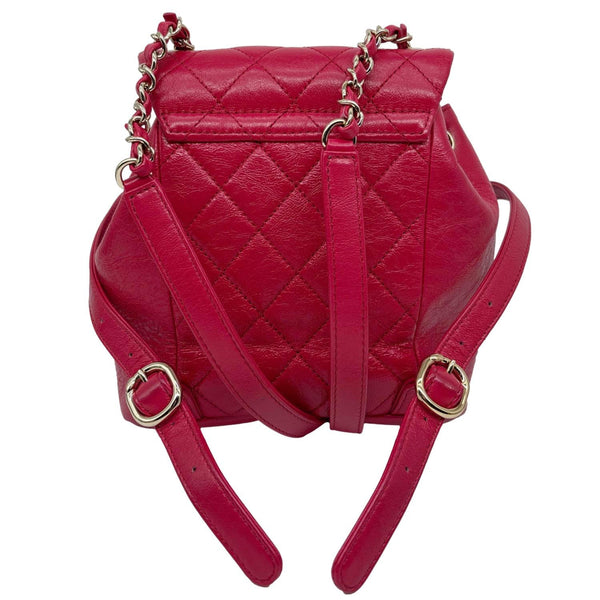 CHANEL Duma Pockets Small Aged Calfskin Quilted Leather Drawstring Backpack Pink