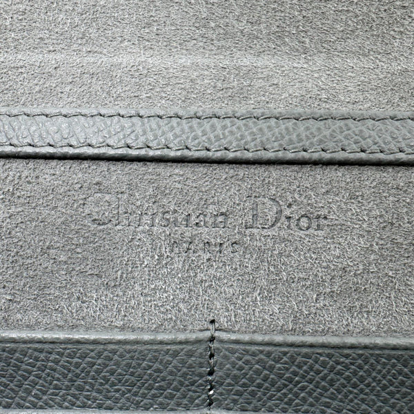 CHRISTIAN DIOR 30 Montaigne 2 in 1 Grained Calfskin Leather Pouch Dark Grey