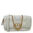 CHRISTIAN DIOR Caro Supple Cannage Calfskin Leather Chain Shoulder Bag Ivory