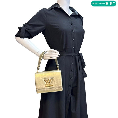 LOUIS VUITTON Twist PM Leather Satchel Bag Gold