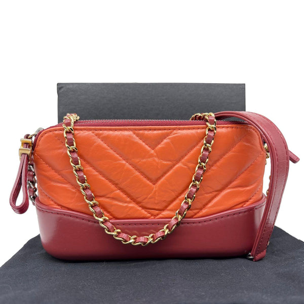CHANEL Gabrielle Double Zip Quilted Aged Calfskin Leather Crossbody Bag Orange