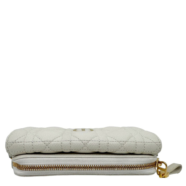 CHRISTIAN DIOR Caro Supple Cannage Calfskin Leather Chain Shoulder Bag Ivory
