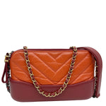 CHANEL Gabrielle Double Zip Quilted Aged Calfskin Leather Crossbody Bag Orange