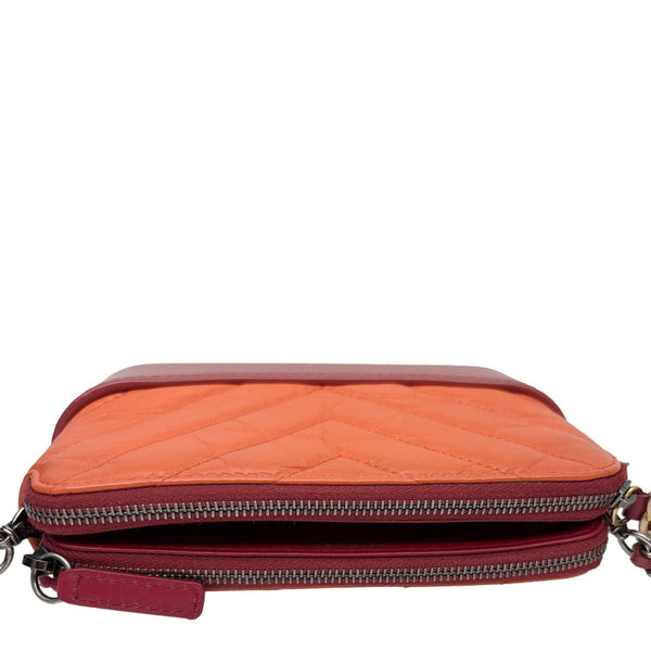 CHANEL Gabrielle Double Zip Quilted Aged Calfskin Leather Crossbody Bag Orange