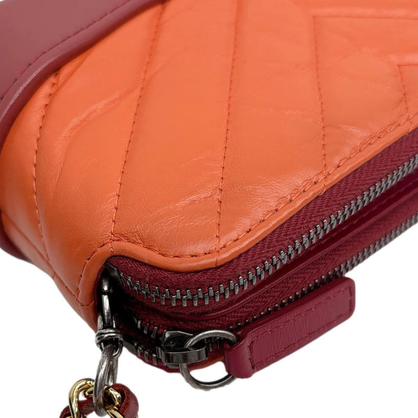 CHANEL Gabrielle Double Zip Quilted Aged Calfskin Leather Crossbody Bag Orange