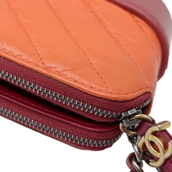 CHANEL Gabrielle Double Zip Quilted Aged Calfskin Leather Crossbody Bag Orange
