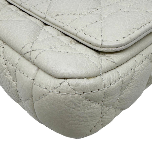 CHRISTIAN DIOR Caro Supple Cannage Calfskin Leather Chain Shoulder Bag Ivory