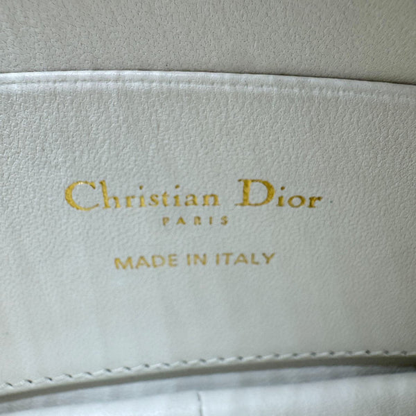 CHRISTIAN DIOR Caro Supple Cannage Calfskin Leather Chain Shoulder Bag Ivory
