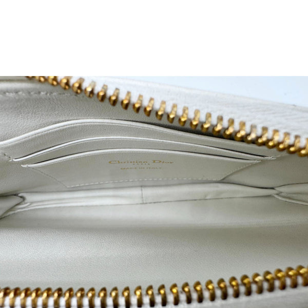 CHRISTIAN DIOR Caro Supple Cannage Calfskin Leather Chain Shoulder Bag Ivory
