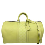 LOUIS VUITTON Keepall 50 Bandouliere Monogram Taigarama Travel Bag Lemon Yellow