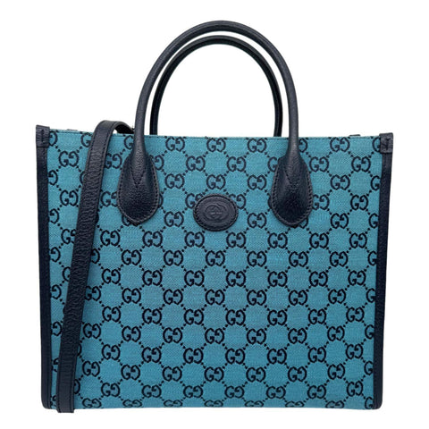 GUCCI Interlocking GG Supreme Canvas Tote Bag Blue 659983